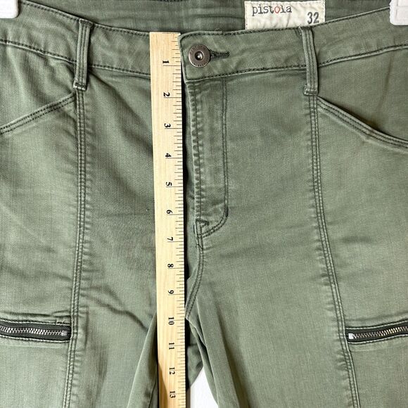 PISTOLA Pants Women 32 Army Green Khaki Hunter Cargo Zippers Pockets Skinny - Picture 8 of 10